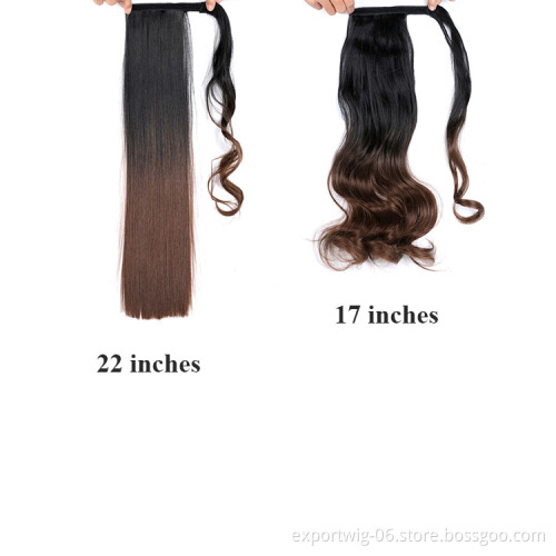 Straight And Curly Ponytails Hair Extension Clips Solid And Ombre Color Synthetic Fiber Hair Pieces Wavy Ponytail Hair